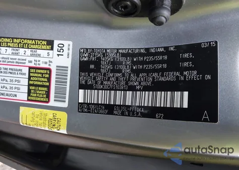 2015 Toyota Sienna Xle 7 Passenger from USA, damaged, VIN 5TDDK3DC7FS103813